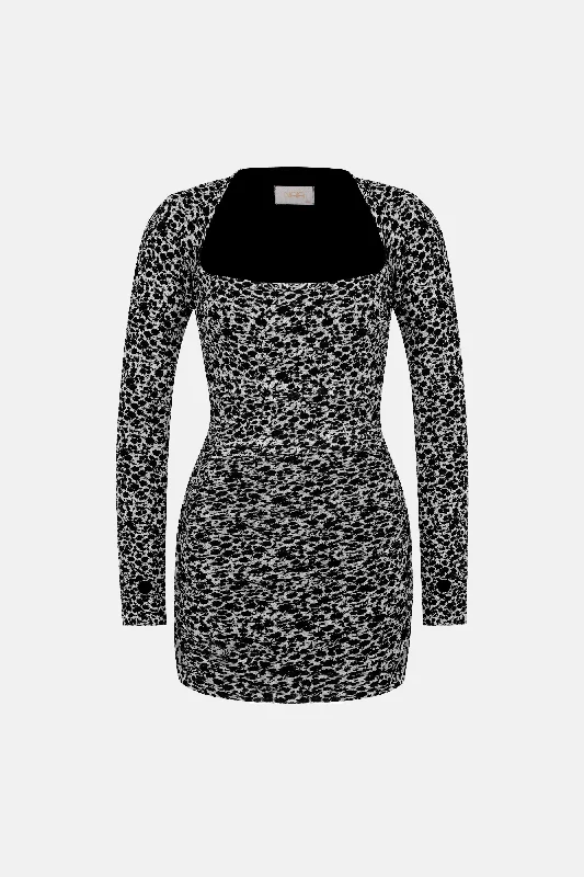REGINA DRESS / BLACK AND WHITE FLORAL