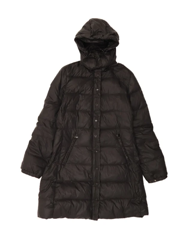 BENETTON Womens Hooded Padded Coat IT 46 Large Black Polyester Coat Overcoat Trench Coat BENETTON Womens Hooded Padded Coat IT 46 Large Black Polyester Coat Overcoat Trench Coat