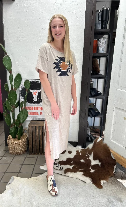 The Sierra Aztec Graphic Tee Dress S-XL