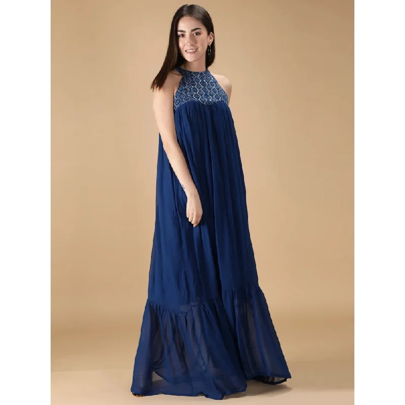 HANDME Sizzling Halter Long Dress - Blue