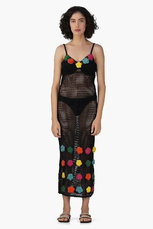 Multi Fern Petal Crochet Bodycone Dress