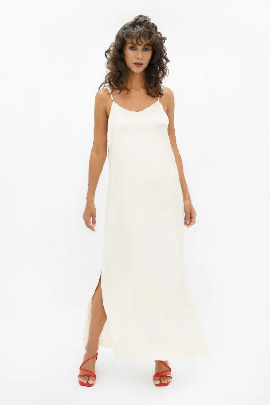Calabar Silk Slip Dress in Pearl