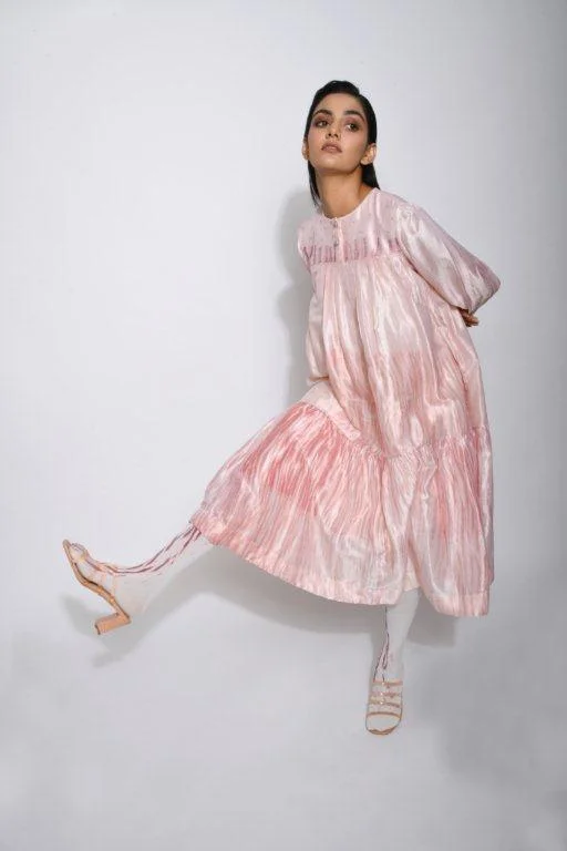 IVORY COTTON SILK MIST DRESS