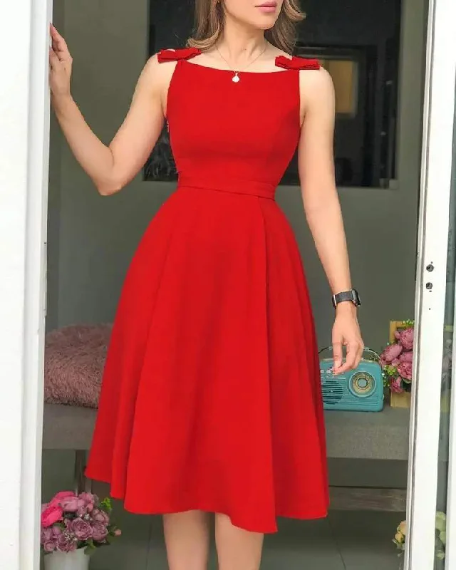 BOWKNOT DECOR BACKLESS CASUAL DRESS