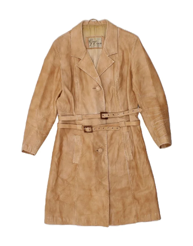 GRUNO ET CHARDIN Womens Leather Coat UK 14 Medium Brown Toggle Coat Shawl Collar Coat Notch Collar Coat GRUNO ET CHARDIN Womens Leather Coat UK 14 Medium Brown Toggle Coat Shawl Collar Coat Notch Collar Coat