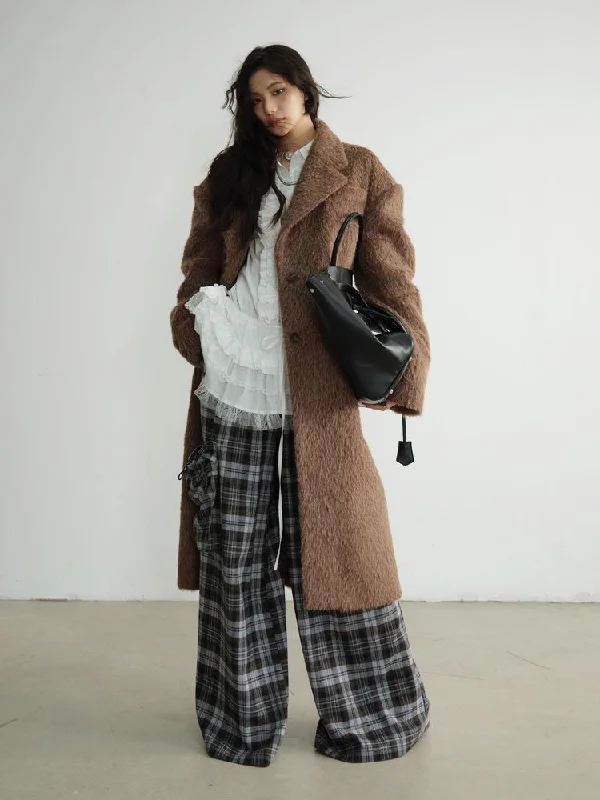 Retro long wool coat【s0000010915】 Tie-Waist Belted Drawstring