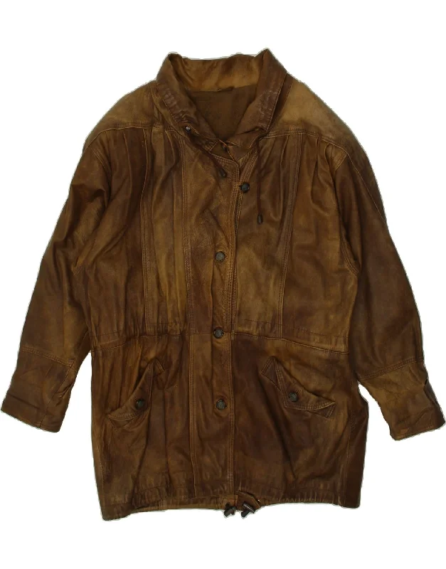 YESSICA Womens Leather Coat EU 40 Medium Brown Leather Vest Waistcoat Gilet