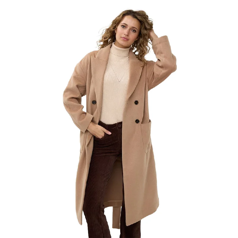 EsQualo Patched Pocket Coat Shawl Collar Notch Collar Lapel Collar