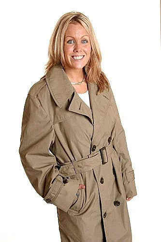 Women's USMC Double Breasted Lined Trench Coat Front Pockets Side Pockets Patch Pockets Women's USMC Double Breasted Lined Trench Coat Front Pockets Side Pockets Patch Pockets