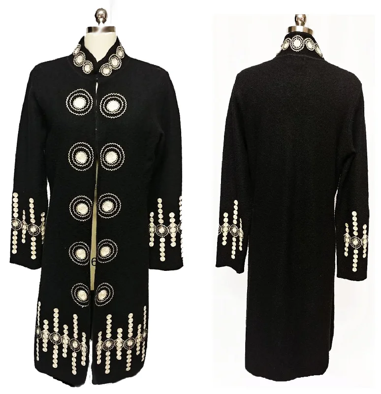 SOLD - GORGEOUS SOPHISTICATED NEIMAN MARCUS EXCLUSIVE WOOL COAT ADORNED WITH CREAM WOVEN ACCENTS Cuffed Rolled Raglan SOLD - GORGEOUS SOPHISTICATED NEIMAN MARCUS EXCLUSIVE WOOL COAT ADORNED WITH CREAM WOVEN ACCENTS Cuffed Rolled Raglan