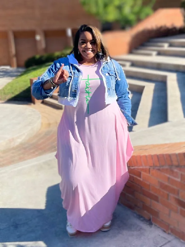 Faith Dress - Pink & Green