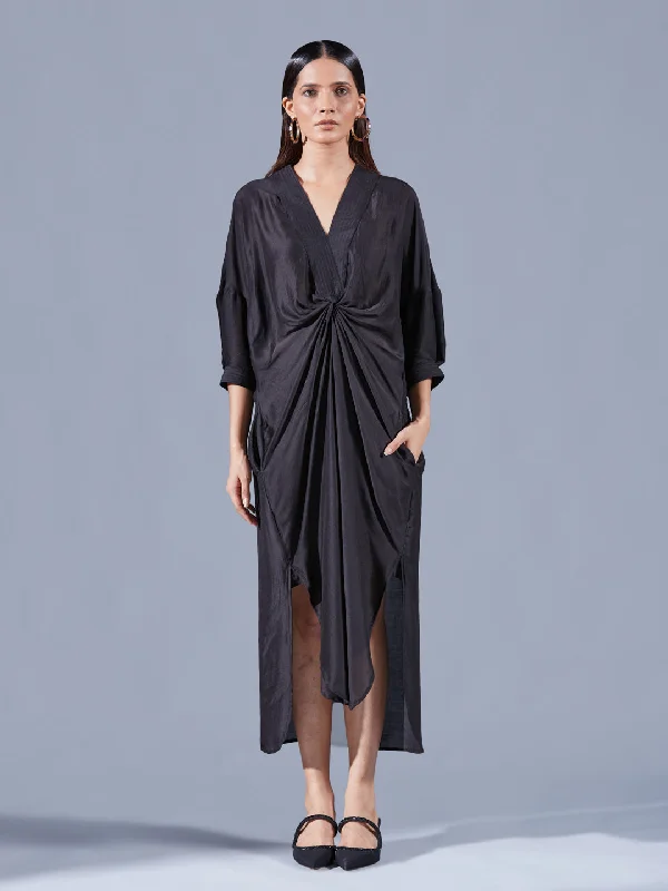 RAVEN ASYMMETRIC DRAPED DRESS