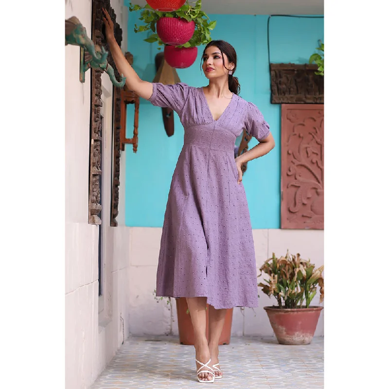 Hatheli Sassy Lilac Cotton Dress