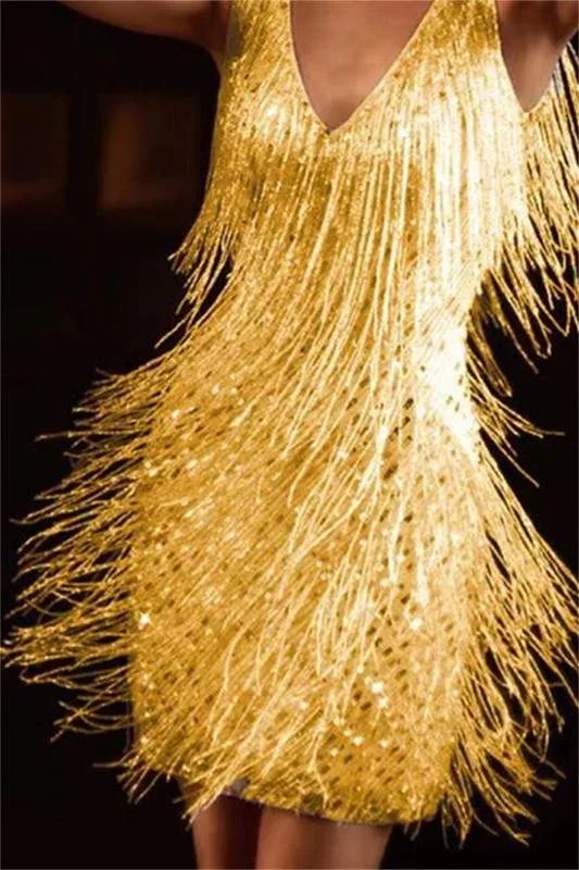 SOLID SPAHETTI TASSEL DRESS
