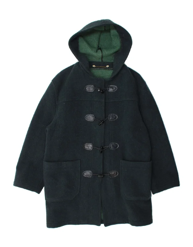 DIVISION VOGUE Womens Hooded Duffle Coat UK 16 Large Green Welt Pockets Slit Pockets Flap Pockets DIVISION VOGUE Womens Hooded Duffle Coat UK 16 Large Green Welt Pockets Slit Pockets Flap Pockets