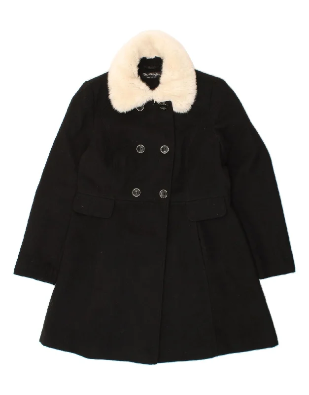 MISS SELFRIDGE Womens Double Breasted Coat UK 16 Large Black Polyester Down Puffer Quilted MISS SELFRIDGE Womens Double Breasted Coat UK 16 Large Black Polyester Down Puffer Quilted
