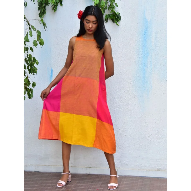 Chidiyaa Rainbow Cafe Summer Skies Handwoven Cotton Dress
