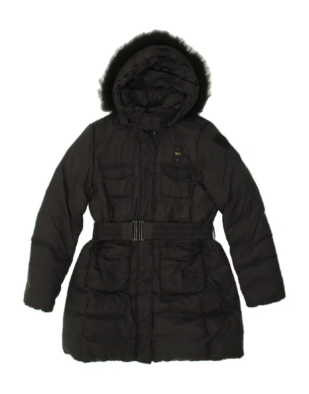 BLAUER Womens Hooded Padded Coat UK 20 2XL Black Cardigan Sweater Pullover