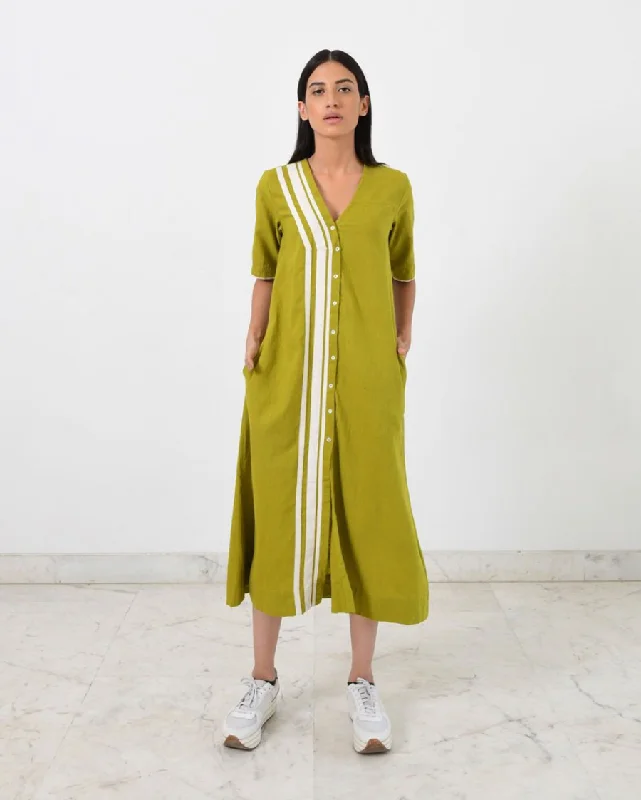 V NECK FIRE STRAP DRESS