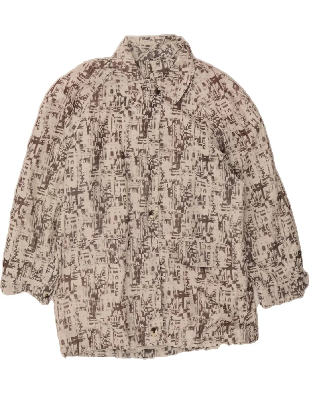 VINTAGE Womens Abstract Pattern Windbreaker Coat EU 44 XL Beige Polyester Raincoat Turtleneck Coat Wrap Coat VINTAGE Womens Abstract Pattern Windbreaker Coat EU 44 XL Beige Polyester Raincoat Turtleneck Coat Wrap Coat