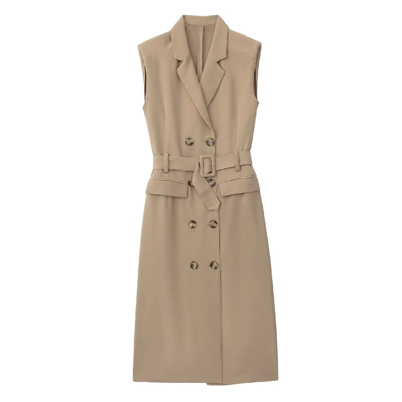 Yipinpay New Autumn Style Double-Breasted Dress With Belt Trench Coat 1165193 Sleeveless Short Sleeve Long Sleeve Yipinpay New Autumn Style Double-Breasted Dress With Belt Trench Coat 1165193 Sleeveless Short Sleeve Long Sleeve