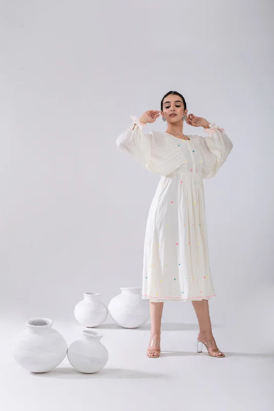 Ivory Cotton Voile Kurta Dress