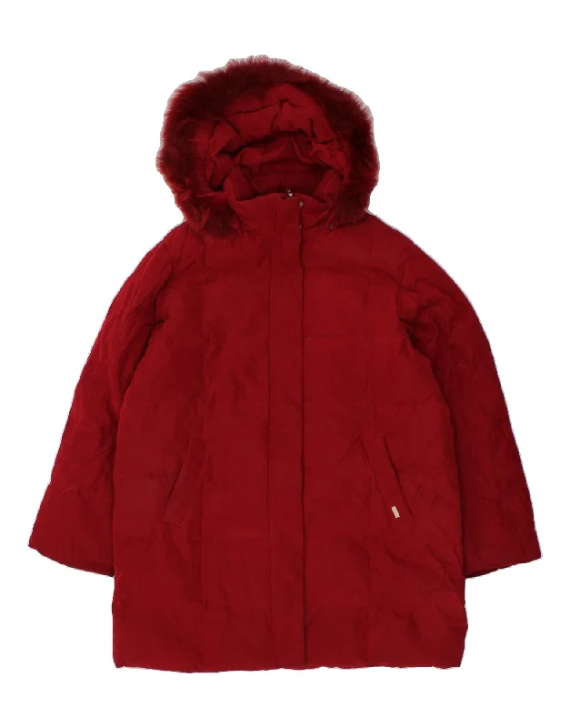 LONDON FOG Womens Hooded Padded Coat UK 18 XL Red Polyester Asymmetrical Diagonal princess LONDON FOG Womens Hooded Padded Coat UK 18 XL Red Polyester Asymmetrical Diagonal princess