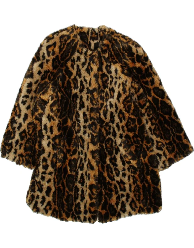 VINTAGE Womens Faux Fur Coat IT 44 Medium Brown Animal Print Acrylic Houndstooth Jacket Shearling Jacket Fleece Jacket VINTAGE Womens Faux Fur Coat IT 44 Medium Brown Animal Print Acrylic Houndstooth Jacket Shearling Jacket Fleece Jacket