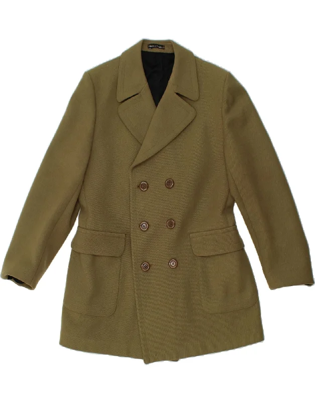 DHOBI Womens Double Breasted Coat UK 12 Medium Khaki Boat Neck Jacket Square Neck Jacket One-Shoulder Jacket DHOBI Womens Double Breasted Coat UK 12 Medium Khaki Boat Neck Jacket Square Neck Jacket One-Shoulder Jacket
