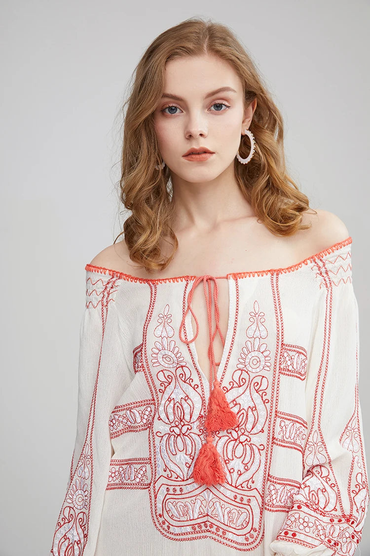 Mirai's Embroidered Boho Dress