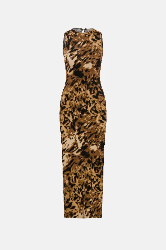 PARISA DRESS / BROWN LEOPARD PATTERN