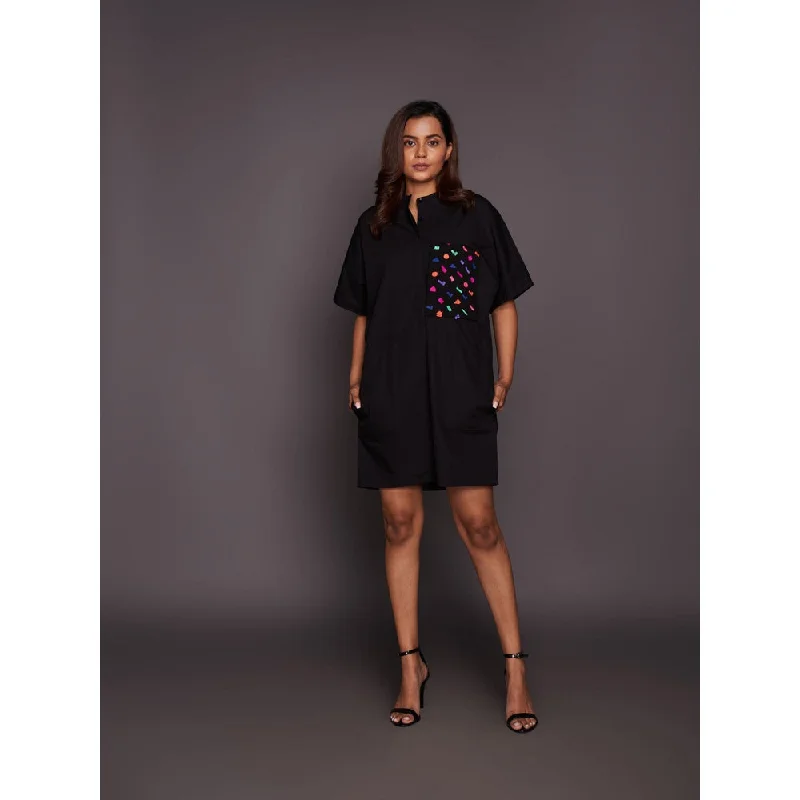 Deepika Arora Black Cotton Box Fit Dress