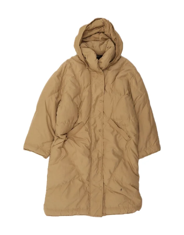 GEO SPIRIT Womens Hooded Padded Coat IT 48 XL Beige Polyester empire Basque Peplum