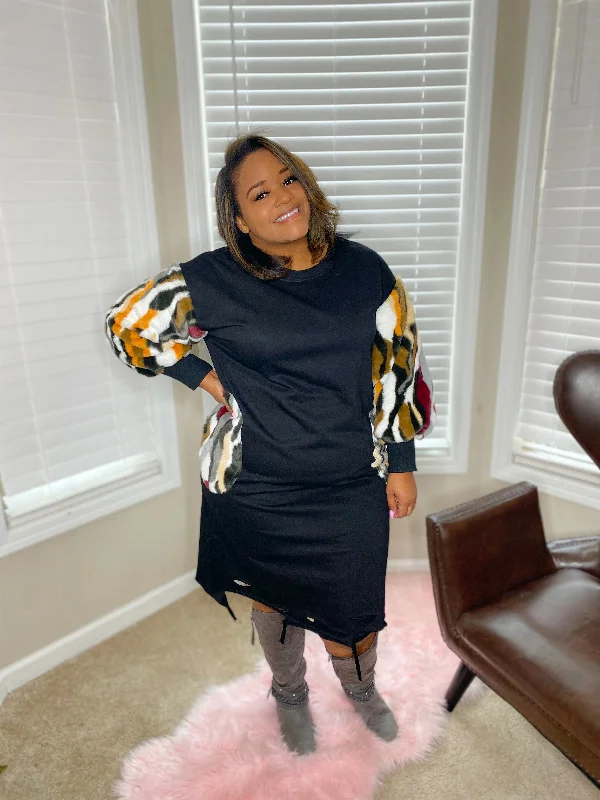 Black Faux Fur Dress