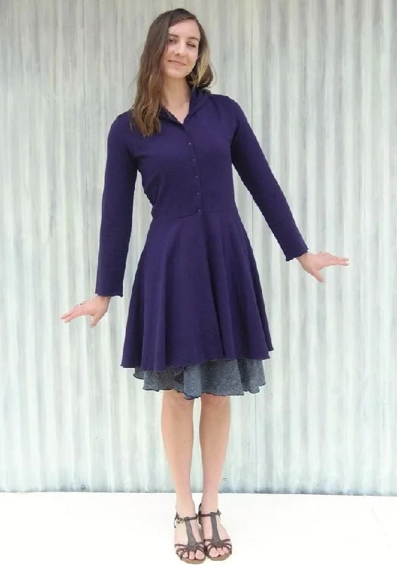 Purple Virginia Dress Coat Raincoat Turtleneck Coat Wrap Coat