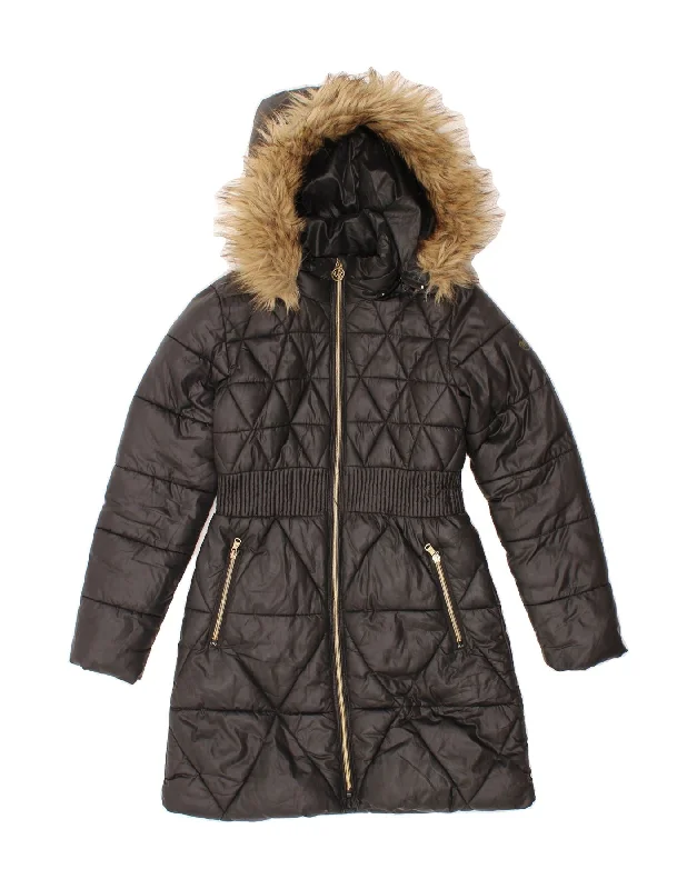 MICHAEL KORS Womens Hooded Padded Coat UK 14 Medium Black Polyester Welt Pockets Slit Pockets Flap Pockets MICHAEL KORS Womens Hooded Padded Coat UK 14 Medium Black Polyester Welt Pockets Slit Pockets Flap Pockets