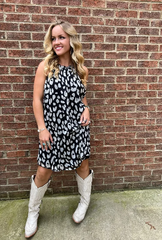 The Lana Leopard Halter Dress S-L