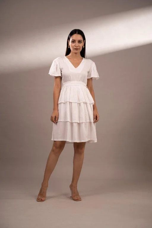BELA WHITE TENCEL TWILL DRESS