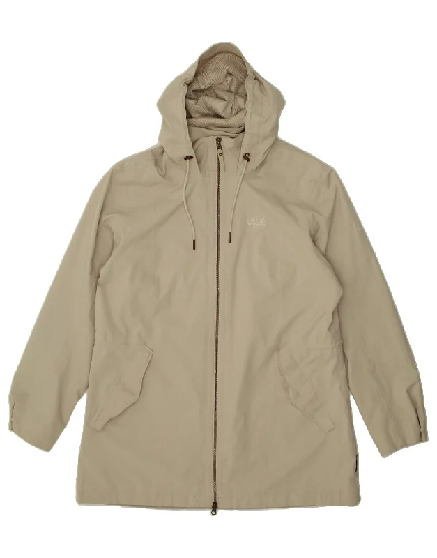 JACK WOLFSKIN Womens Hooded Windbreaker Coat UK 18 XL Beige Polyester Kimono Robe Cloak JACK WOLFSKIN Womens Hooded Windbreaker Coat UK 18 XL Beige Polyester Kimono Robe Cloak