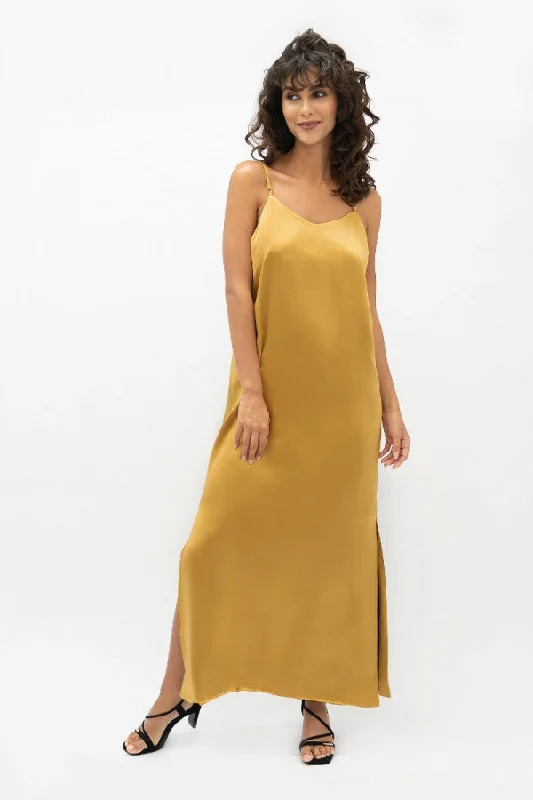 Calabar Silk Slip Dress in Mimosa