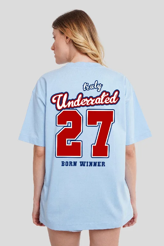 27 Powder Blue Printed T-Shirt Embroidered Appliqued Beaded