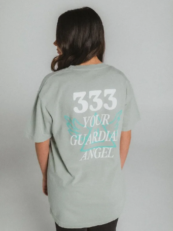 333 Angel Number Tee - Bay Welt Pockets Slit Pockets Flap Pockets