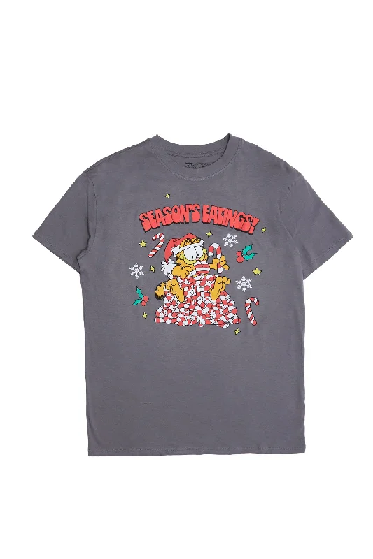 Garfield Seasons Eatings Graphic Relaxed Tee Striped Floral Plaid