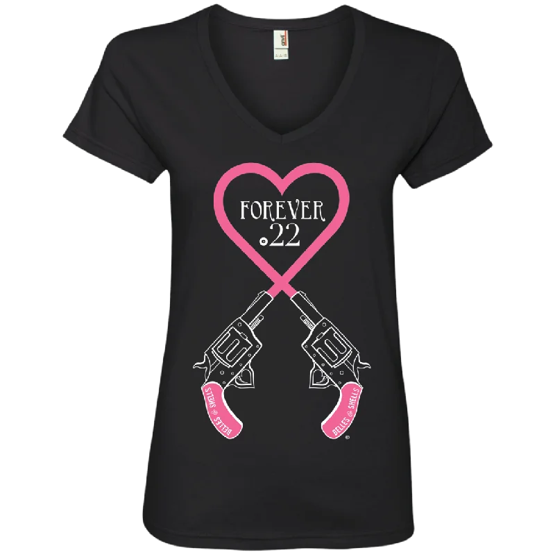 Belles & Shells V-Neck T-Shirt Striped Floral Plaid
