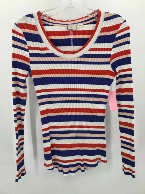 Pre-Owned 9-h15 Blue Size Medium Stripe T-shirt Collared Crew Neck Turtle Neck