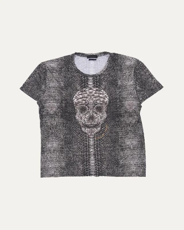 Snakeskin Print T-Shirt Chenille Brocade Lace