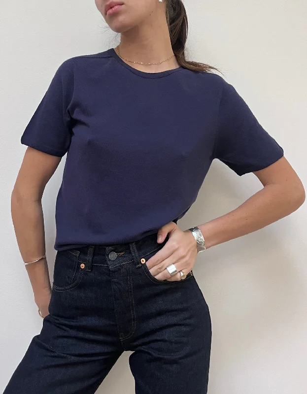 Anya Tee in Midnight Plaid T-Shirt Polka Dot Checkered