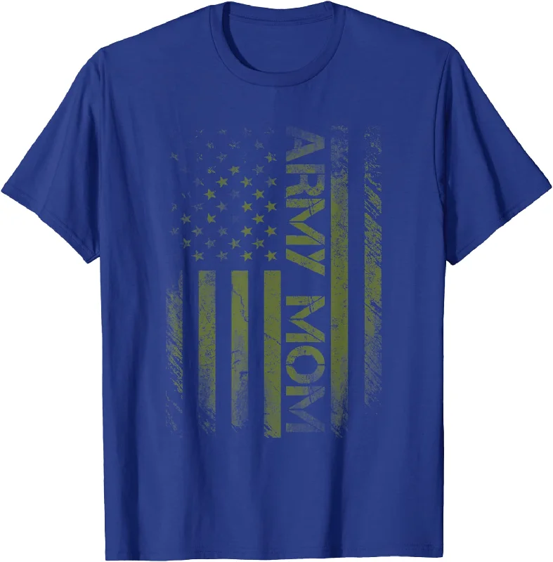 Army Mom American Flag Pride Military Mother's Day T-Shirt Striped Floral Plaid