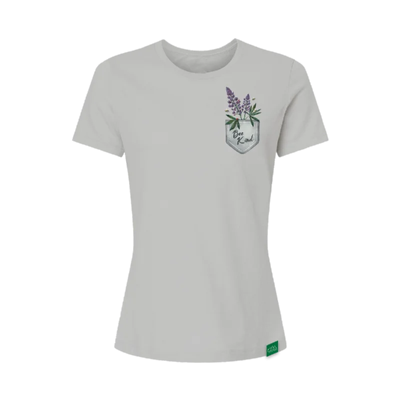 Bee Kind Flowers Women's Relaxed T-Shirt Mesh Canvas Denim