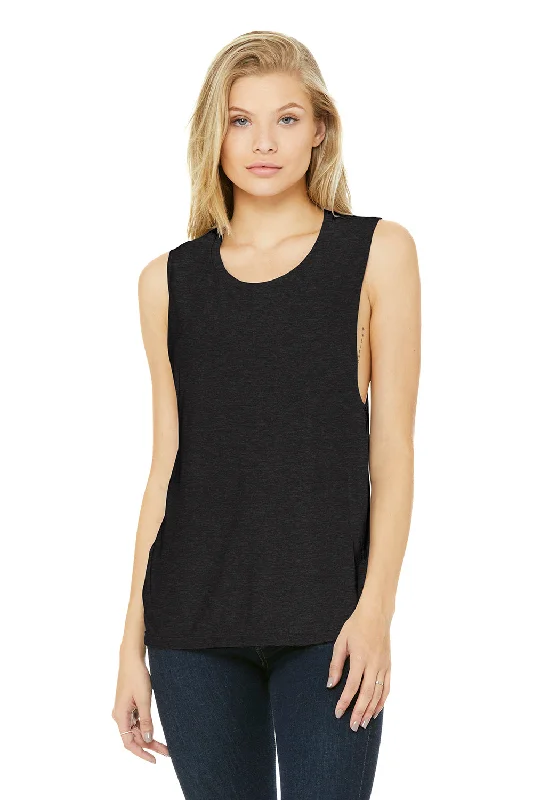 Bella + Canvas Womens Flowy Muscle Tank Top - Heather Black bright tank top